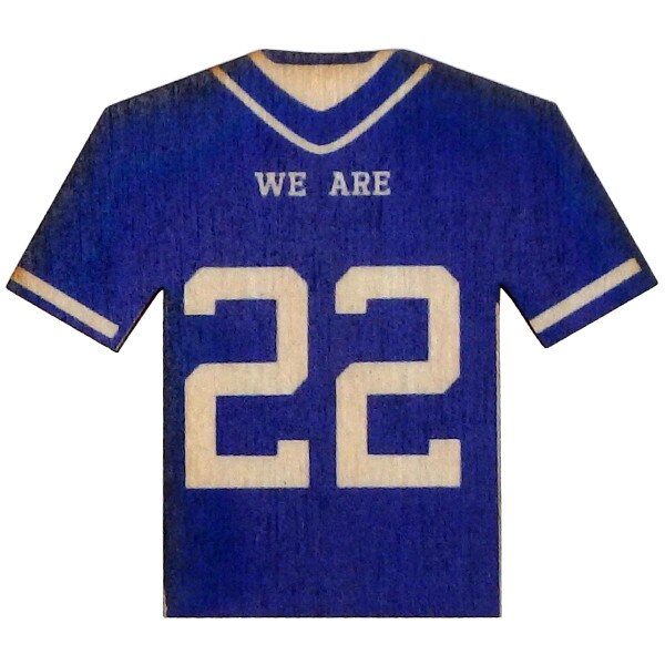 wood magnet navy jersey with We Are #22